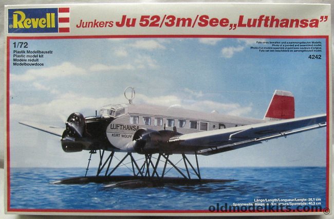 Revell 1/72 Junkers Ju-52 /3m - Lufthansa 'Kurt Wolf' or Syndicato 'PP-CAV' Condor or Caicara, 4242 plastic model kit